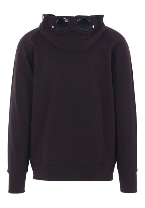 sweatshirt hooded open diagonal raised fleece man black C.P. COMPANY | RCCMSS715A-005086W999